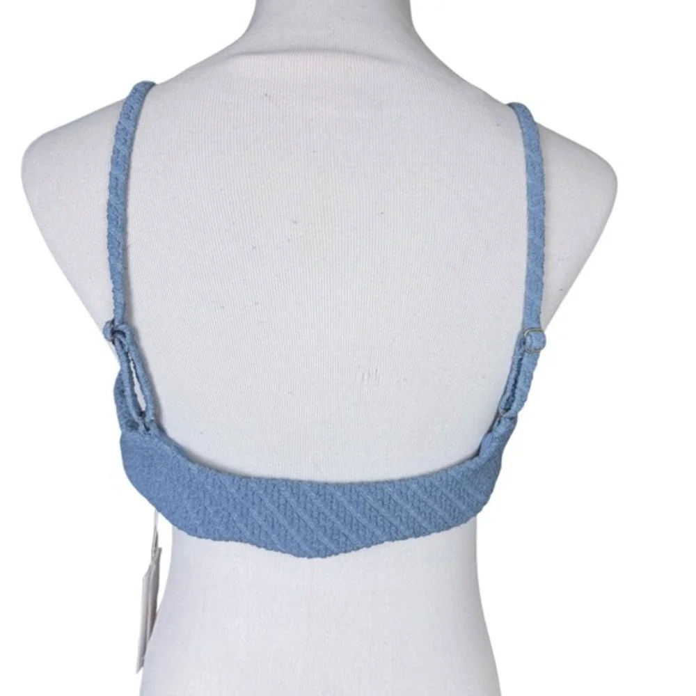 NWT Andie Women's XL Slate Blue Symi‎ Bikini Top Textured Swim Beach Summer